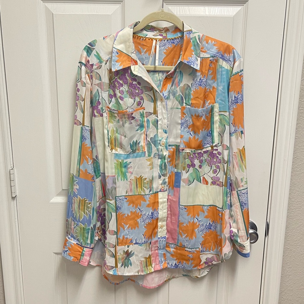 By Anthropologie Colorful Multi Pattern Button Do… - image 1